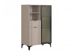 Комод 2 со стеклом Рич (кашемир/фрапучино матовый/черный) в Жуланке - zhulanka.mebel-nsk.ru | фото