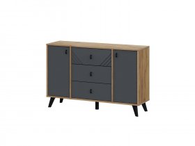 Комод 3ящ. и 2ств. Байкал (дуб крафт золотой/графит) в Жуланке - zhulanka.mebel-nsk.ru | фото