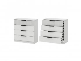 Комод 4 ящика (ЛДСП/МДФ) Эккервуд (белый) в Жуланке - zhulanka.mebel-nsk.ru | фото