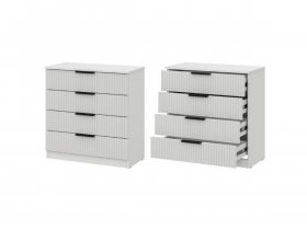 Комод 4 ящика (МДФ) Эккервуд (белый) в Жуланке - zhulanka.mebel-nsk.ru | фото