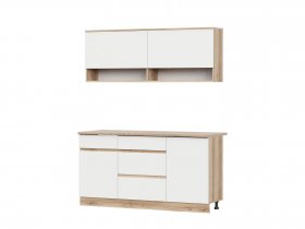 Кухонный гарнитур 1,6м Брауни (дуб делано/белый) в Жуланке - zhulanka.mebel-nsk.ru | фото
