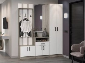 Модульная прихожая Вега (дуб крафт серый/белый) в Жуланке - zhulanka.mebel-nsk.ru | фото