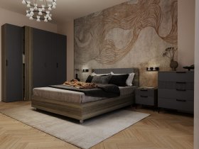 Модульная спальня Борнео (джара темная/хангва) в Жуланке - zhulanka.mebel-nsk.ru | фото