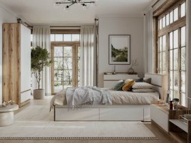 Модульная спальня Брауни (дуб делано/белый) в Жуланке - zhulanka.mebel-nsk.ru | фото