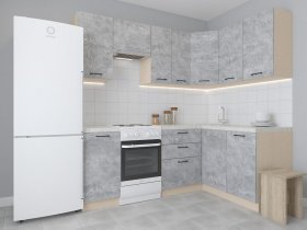 Модульная угловая кухня 1,4м*2,1м Лада (цемент) в Жуланке - zhulanka.mebel-nsk.ru | фото