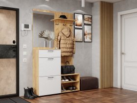 Прихожая Монтана (дуб крафт золотой/белый) в Жуланке - zhulanka.mebel-nsk.ru | фото
