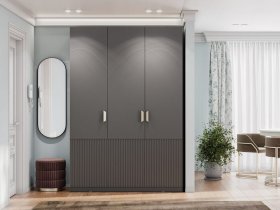 Шкаф трехстворчатый Эккервуд (Нью) (графит) в Жуланке - zhulanka.mebel-nsk.ru | фото