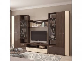 Стенка Гамма (дуб венге/дуб молочный) в Жуланке - zhulanka.mebel-nsk.ru | фото