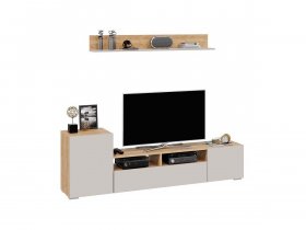 Стенка «Сильвия» (дуб крафт золотой/кашемир) в Жуланке - zhulanka.mebel-nsk.ru | фото