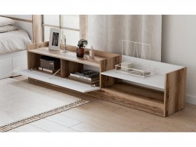Тумба под ТВ Брауни (дуб делано/белый) в Жуланке - zhulanka.mebel-nsk.ru | фото